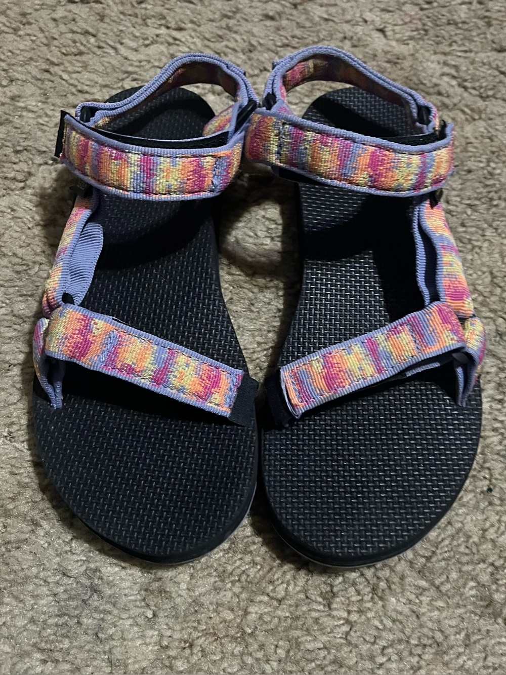 Teva Pastel Multi-Color Strap Sandals with Black Footbed size 7